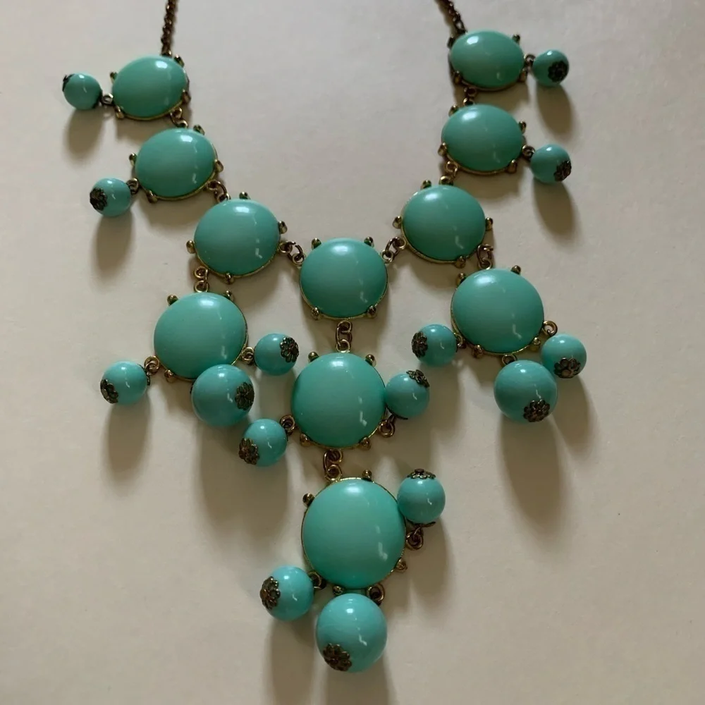 Aqua Bauble Necklace | Statement Jewelry | Tarnished Chain